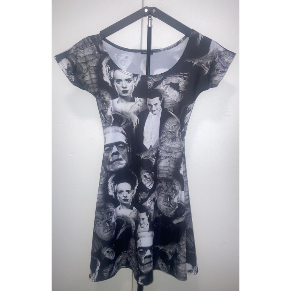 Rock Rebel Universal Monsters Collage Skater Dress Size Small